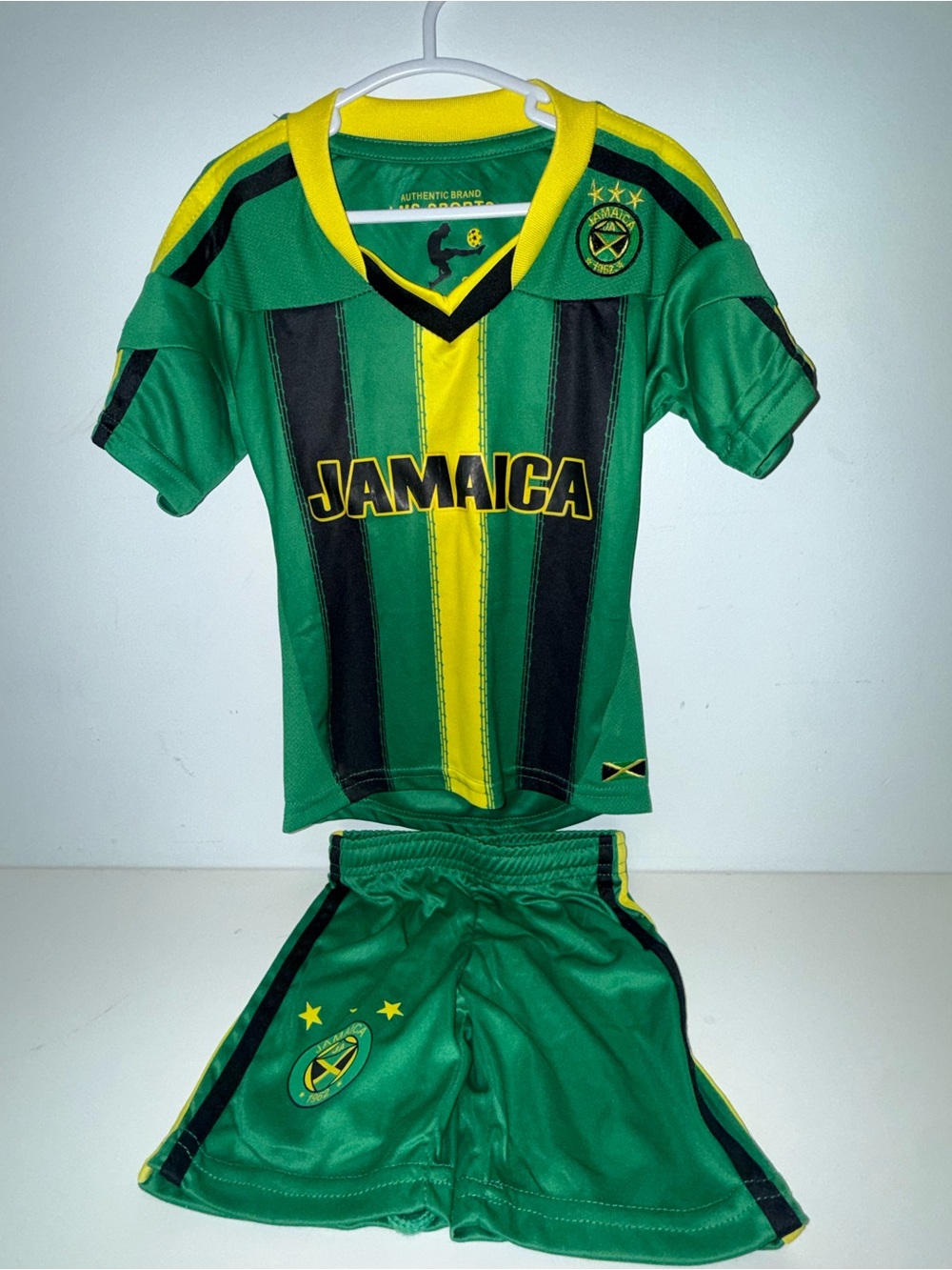 Kids Jamaica Green & Yellow Soccer Jersey and Shorts Set